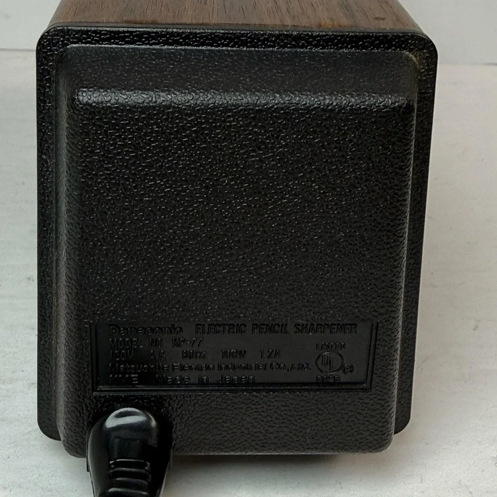 Vintage Panasonic Electric Pencil Sharpener Auto Stop Woodgrain KP-77 Japan